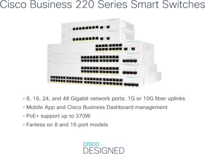 CISCO DESIGNED CBS220-48FP-4X Smart Switch | 48 Port GE | Full PoE | 4x10G SFP+