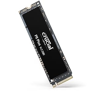 Crucial P5 Plus SSD angled with shadow