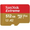SanDisk 512GB Extreme microSDXC UHS-I/U3 A2 Micro SD Card with Adapter, Speed Up to 190MB/s (SDSQXAV-512G-GN6MA)