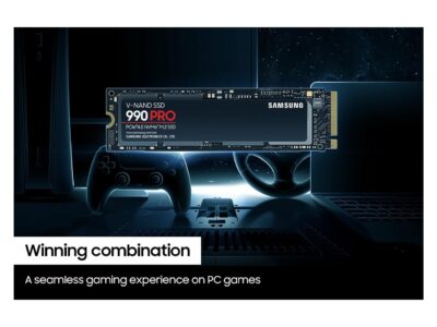 SAMSUNG SSD 990 PRO 1TB, PCIe 4.0 M.2 2280, Seq. Read Speeds Up-to 7,450MB/s (MZ-V9P1T0B/AM)