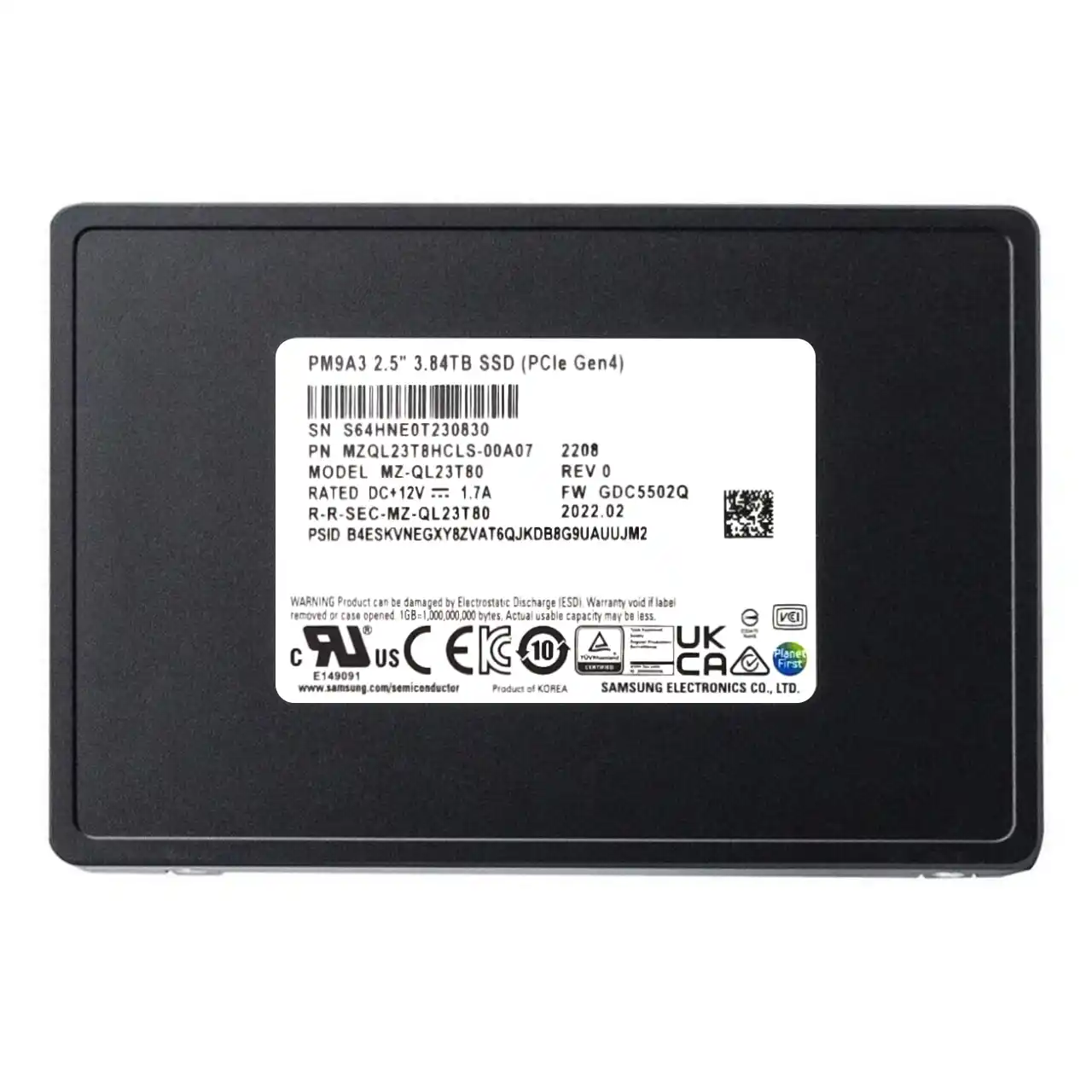 Samsung PM9A3 7.68TB PCIe Gen4 x4 NVMe U.2 Data Center SSD MZ QL27T60 MZQL27T6HBLA