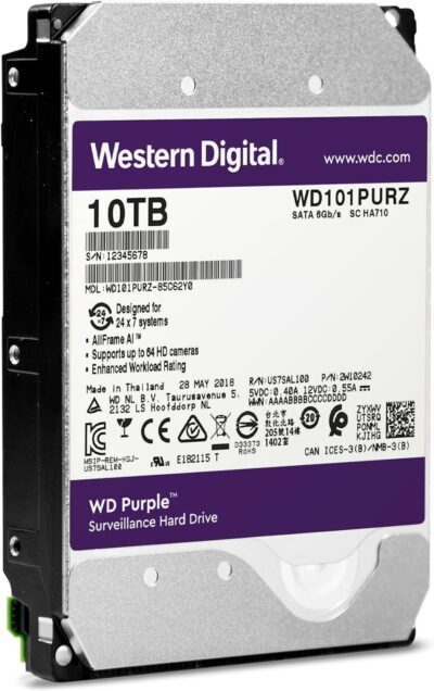 WD Purple WD101PURZ 10TB 7200 RPM 256MB Cache SATA 6.0Gb/s 3.5" Internal Hard Drive Bare Drive