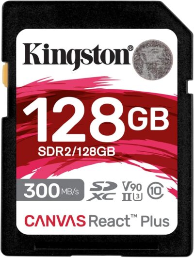 Kingston Canvas React Plus 128GB SD Card | SDXC UHS-II | 300R/260W U3 V90 | Full HD/4K/8K | SDR2/128GB