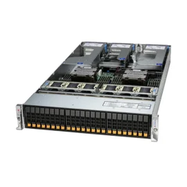 Supermicro 2U Hyper with up to 24 hot-swap 2.5" NVMe/SAS/SATA bays and 4 PCIe 5.0 x16 slots + 1 PCIe 5.0 x16 AIOM slot AS-2126HS-TN