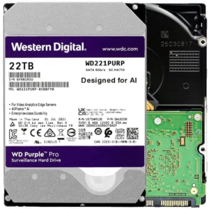 WD Purple Pro WD221PURP 22TB 7200 RPM 512MB Cache SATA 6.0Gb/s 3.5" Internal Hard Drive WD Purple Pro WD221PURP 22TB 7200 RPM 512MB Cache SATA 6.0Gb/s 3.5" Internal Hard Drive