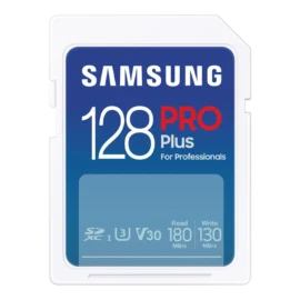 Samsung PRO Plus SD Card 128GB MB-SD128S/CN - UHS-I U3, 4K UHD, 180MB/s Read, 130MB/s Write, 6-Proof, for DSLR Cameras & Camcorders