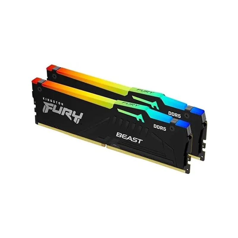 Kingston FURY Beast 16GB (2x8GB) 5200MT/s DDR5 CL36 RGB Desktop Memory Kit of 2 | Infrared Syncing | AMD Expo | Plug N Play | KF552C36BBEAK2-16