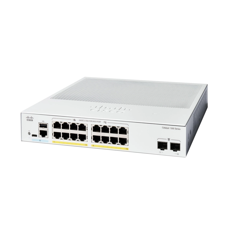 Cisco Catalyst 1300-16FP-2G Managed Switch, 16 Port GE, Full PoE, 2x1GE SFP, Limited Lifetime Protection (C1300-16FP-2G)
